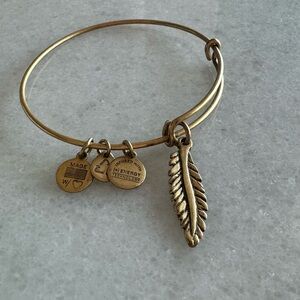 Alex and Ani feather gold bronze bracelet